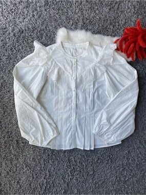Y.A.S Lace-Yoke Puff Sleeve Blouse